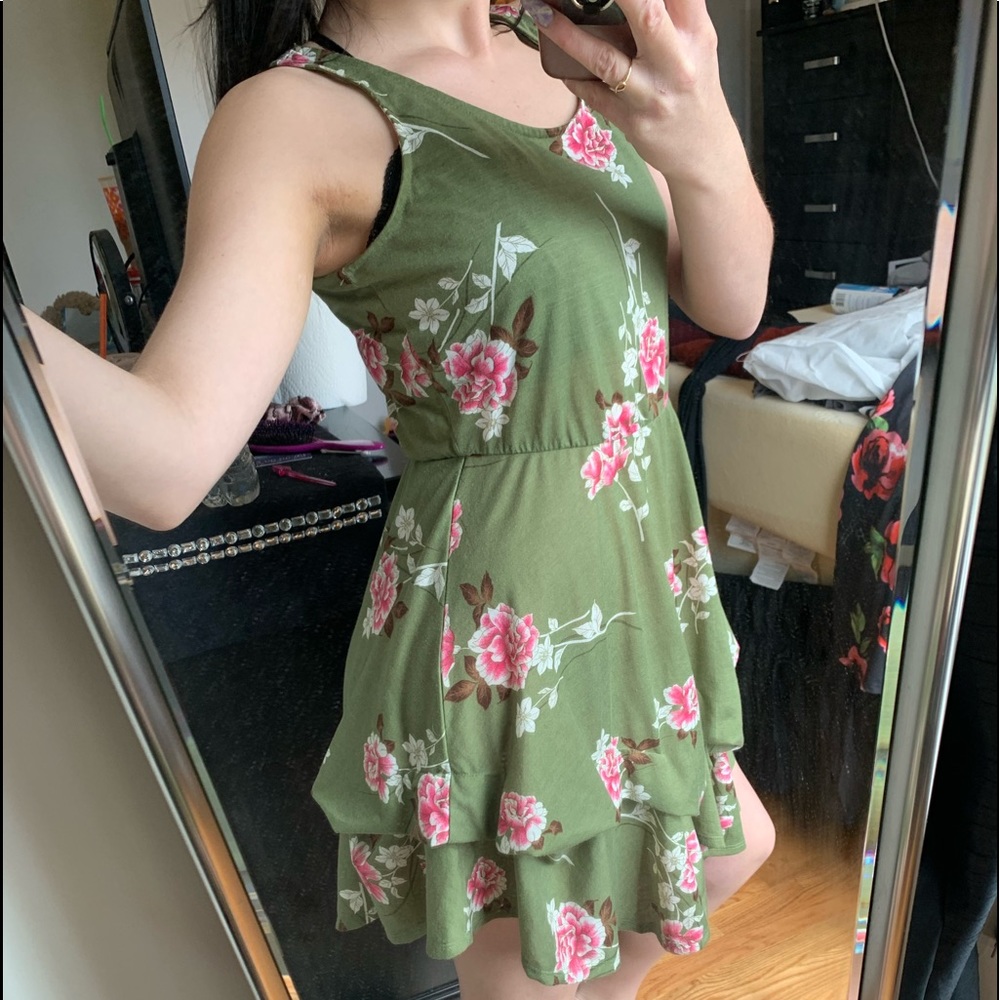 A floral green dress